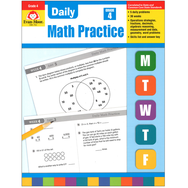 Evan-Moor Daily Common Core Math Practice, Grade 4 753